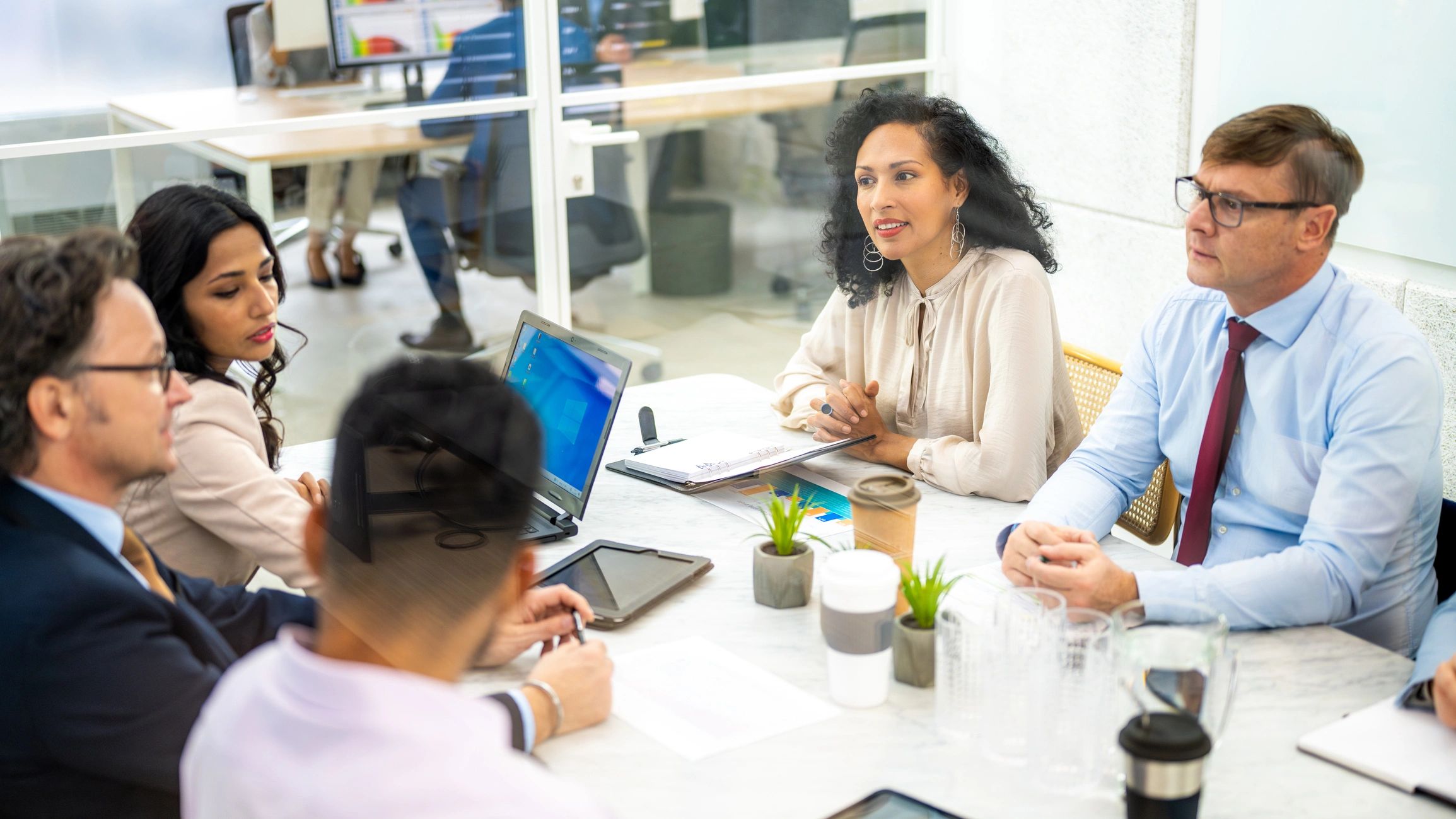 Business meeting at a conference table